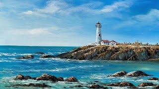 Lighthouse Seascape Acrylic Painting