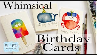 Whimsical Watercolor Birthday Cards