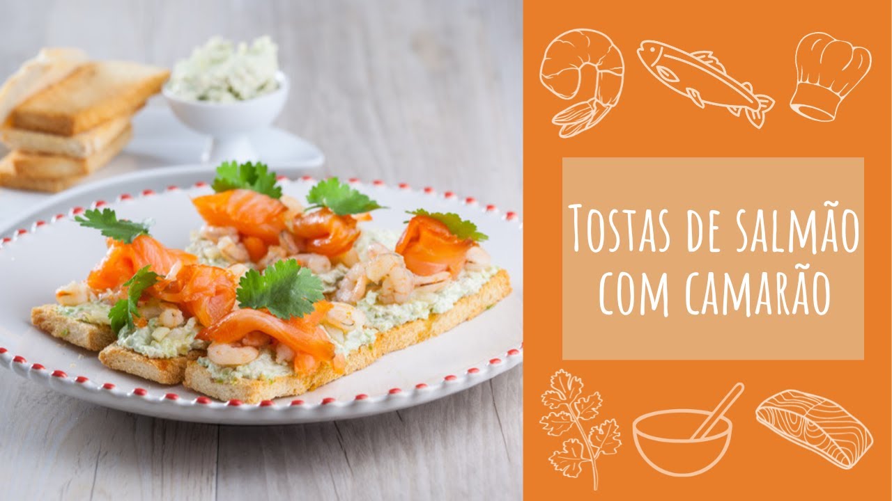 Tostas de salmão com camarão (receita rápida)
