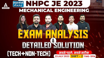 NHPC JE Mechanical Paper Analysis 2023 | NHPC JE Question Paper Analysis & Detailed Solution