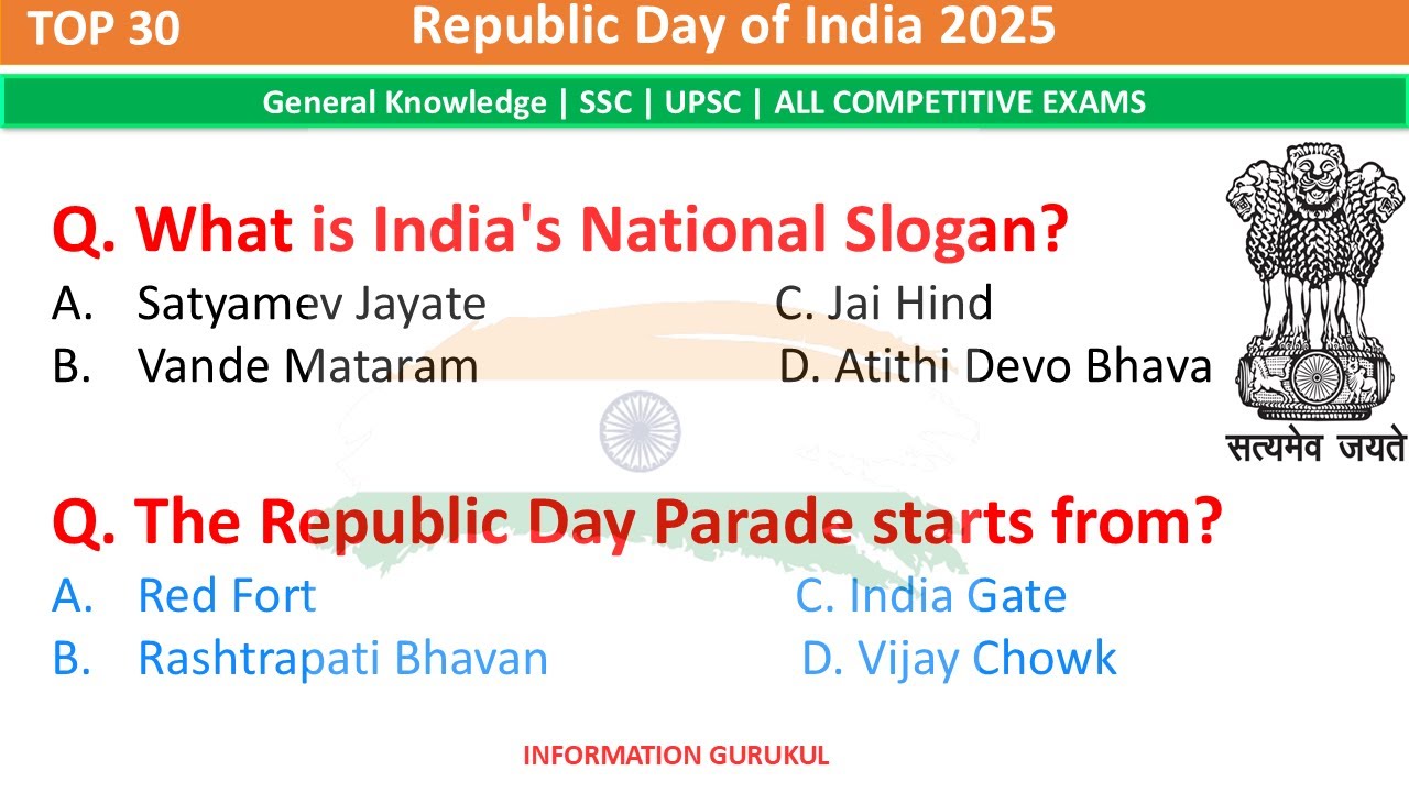 Top 30 Republic Day of India Quiz 2025 | Republic Day GK Questions ...