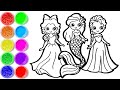 How To Draw A Cute Princess Princesses Drawing And Coloring Page For Kids 