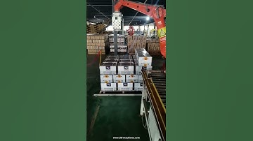 Robot hand pick up carton box case palletizing machine palletizing video