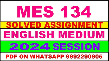 mes 134 solved assignment 2024 | mes 134 solved assignment in english 2023-24 | mes 134 2024