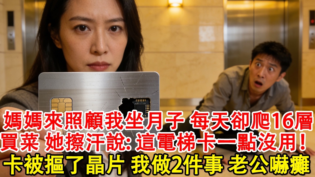 【元宵節快樂】媽媽千裏趕來照顧我坐月子，每天卻爬16層樓買菜，我傻眼詢問，她擦汗大喘著氣說：這電梯卡一點沒用！看著卡被摳了晶片的卡，我當即做了2件事，老公嚇癱#婆媳 #家庭 #婚姻 #情感 #情感故事