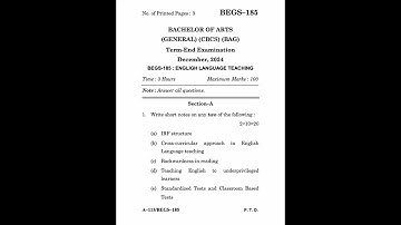 BEGS-185 Dec 2024 | IGNOU Previous Year Question Paper
