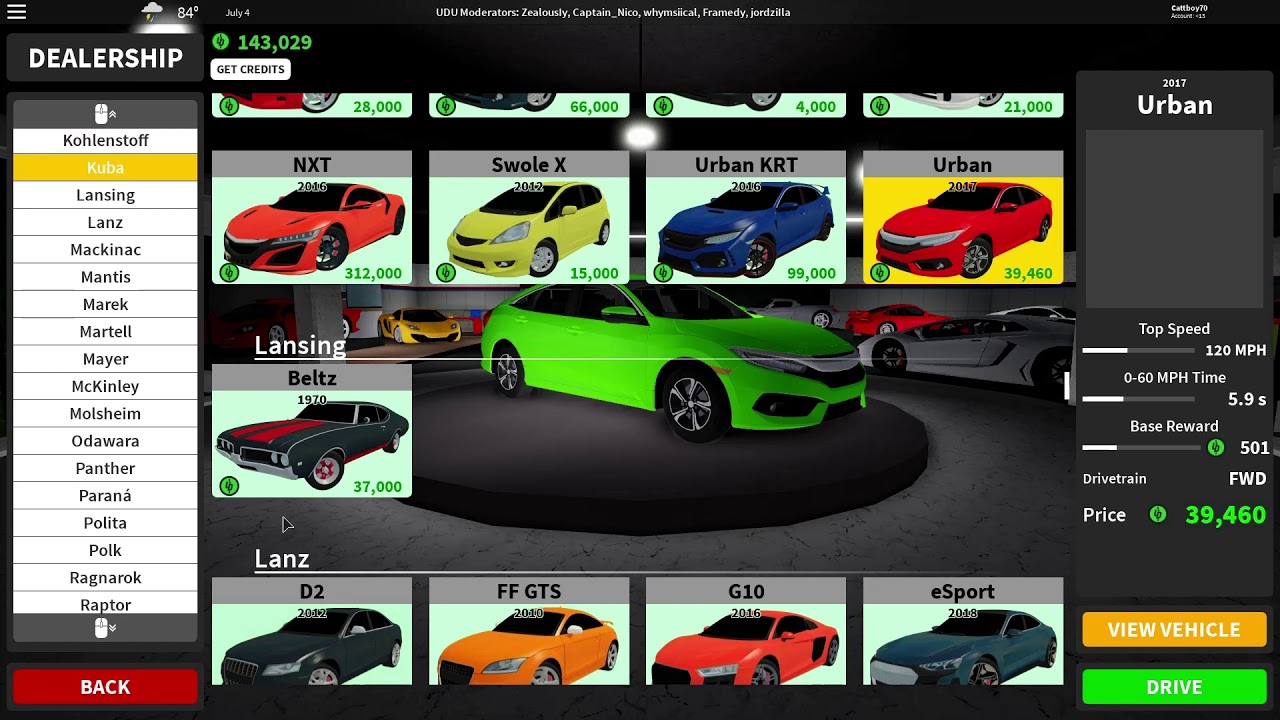 Updated Full Car List For Ultimate Driving! YouTube