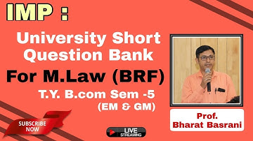 Mlaw (BRF) University Short Question Bank TYBCOM SEM 5 EM