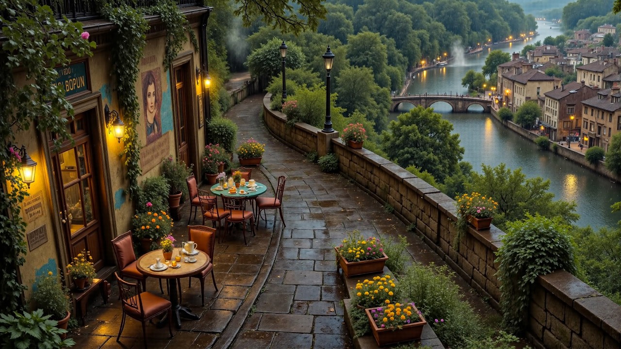 Café Ambience at Verona River | Contemplative Jazz Instrumental to Working, Relaxing and Sleep