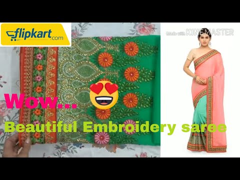 flipkart-new-saree-review-sari-ಸೀರೆ-ఎంబ్రాయిడరీ-చీర-shopping-for-wedding-designer-half-saree