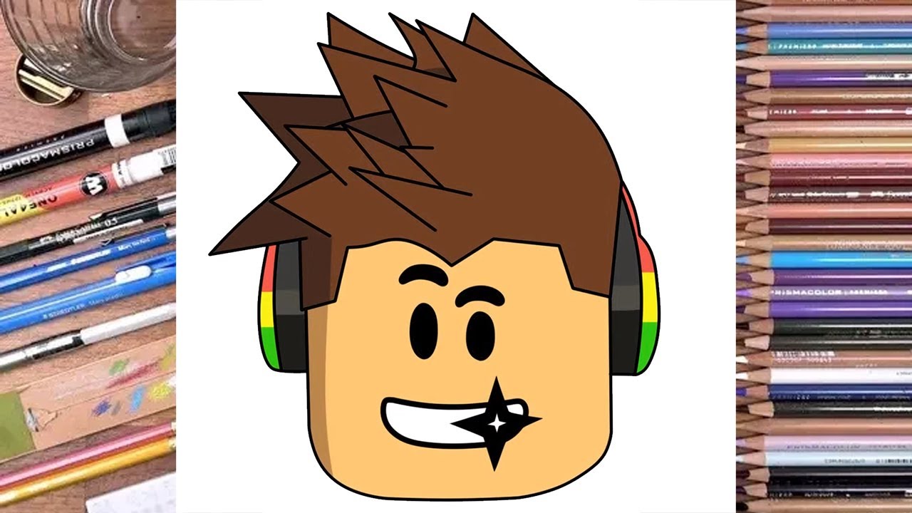 How to Draw Roblox Head Character - YouTube