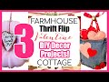 3 FUN &amp; FRESH FARMHOUSE VALENTINE THRIFT TRASH TO TREASURE &amp; DOLLAR TREE DIYs | Easy Flips!