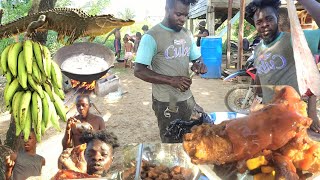 Eating Alligator And Plantain For The First Time Be like (Beze Hunting)