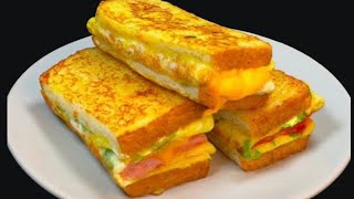 How to make a perfect French toast dessert using only 3 eggs and 2 bread slices asmr sandwich