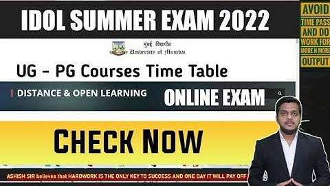 Time Table Released | Mumbai University IDOL | Ashish Sir