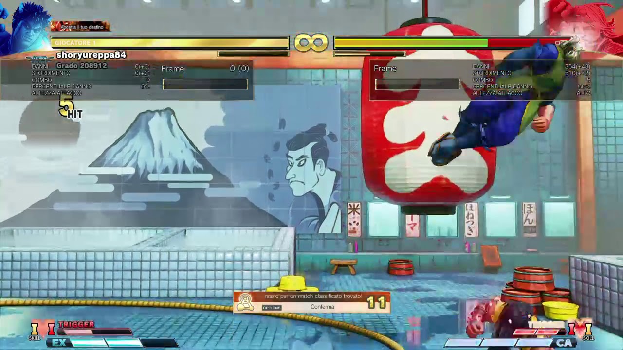 STREET FIGHTER V 14 hits combo vtrigger1 vskill1 Kage 492 damage