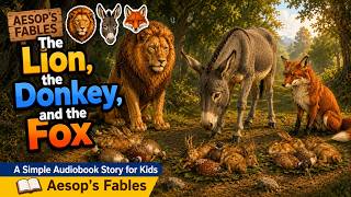 The Lion, the Donkey, and the Fox Fable | A Simple Story for Kids | Aesop's Fables