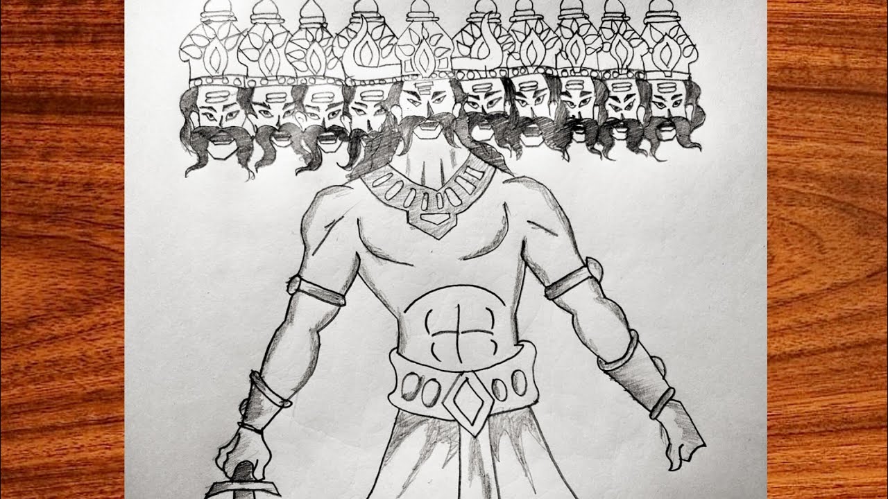 Easy Drawing Of Ravan How to draw ravan step by step/ Dussehra drawing easy/ easy ravan ...