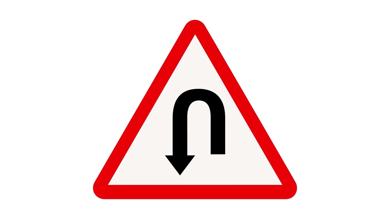 Hard Left U-Turn Ahead - Road Safety Warning Sign Display