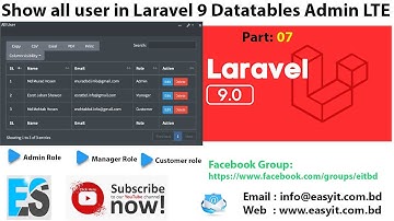 Show all user in Larvel 9 Data tables with Admin LTE