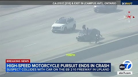 Motorcycle chase ends in violent crash, suspect flies off his bike