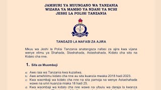 AJIRA ZA JESHI LA POLISI 2024 TANGAZO LA NAFASI ZA KAZI JESHI la POLISI Tanzania 2024