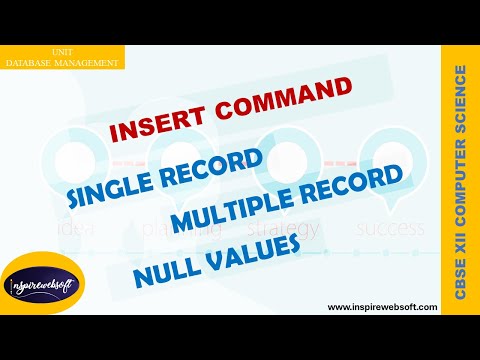INSERT Command | UNIT DBMS | MYSQL | SINGLE RECORD | MULTIPLE RECORD | NULL VALUES | CBSE | XII | CS