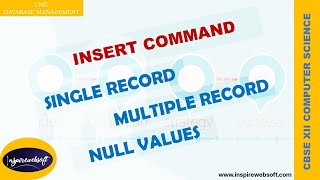 INSERT Command | UNIT DBMS | MYSQL | SINGLE RECORD | MULTIPLE RECORD | NULL VALUES | CBSE | XII | CS