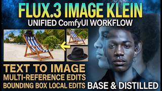 FLUX 3 Klein: t2i, multi-reference image editing, and bounding-box edits—in one unified workflow.