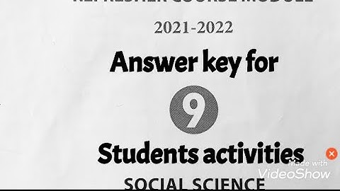 9th Social. Answer key for Refresher with student activities. Unit-8