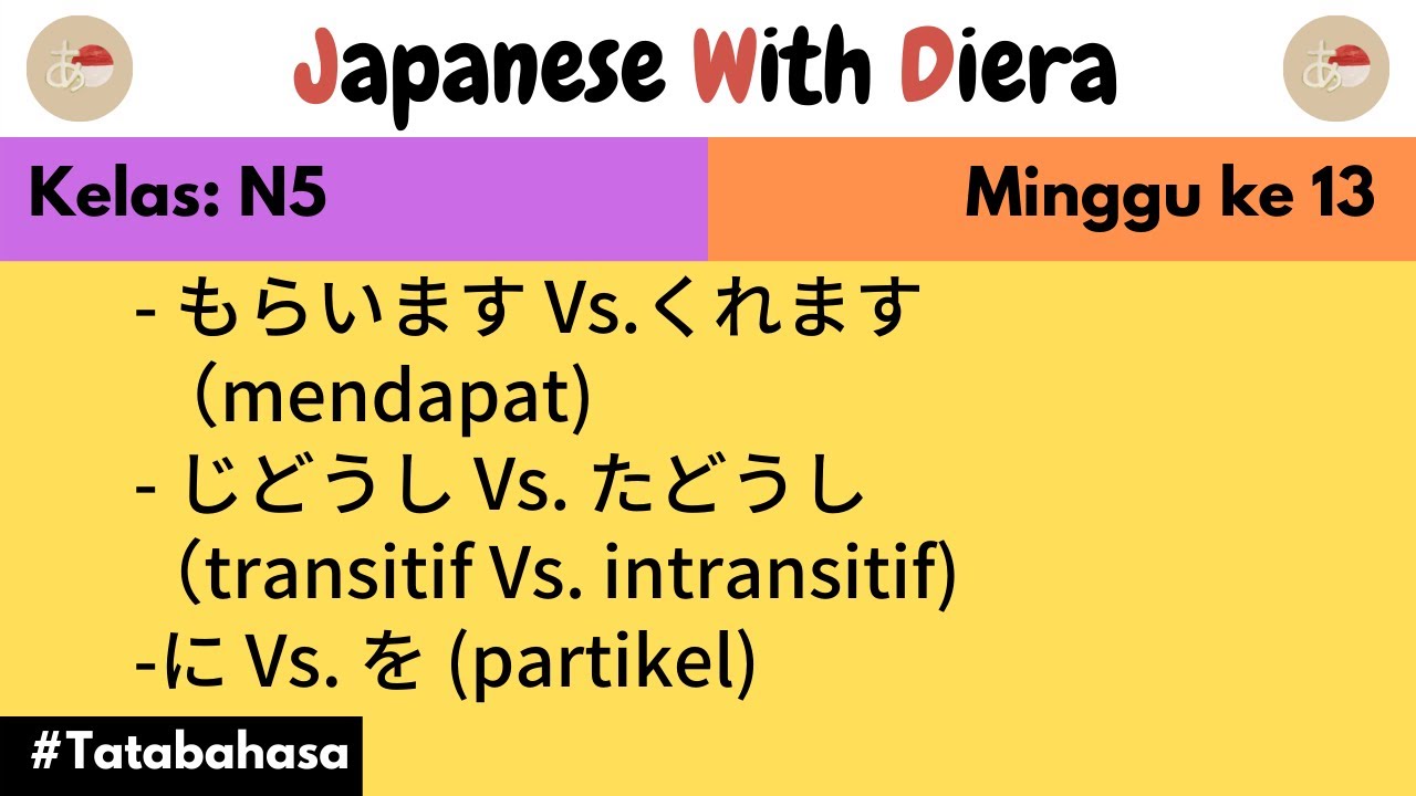 52. Kelas: N5; Minggu ke 13; Pelajaran: Tatabahasa