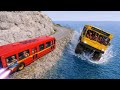 BeamNG.drive | School Bus on Dangerous Cliff Roads | Monster Bus Zombies Attack 😱 #121