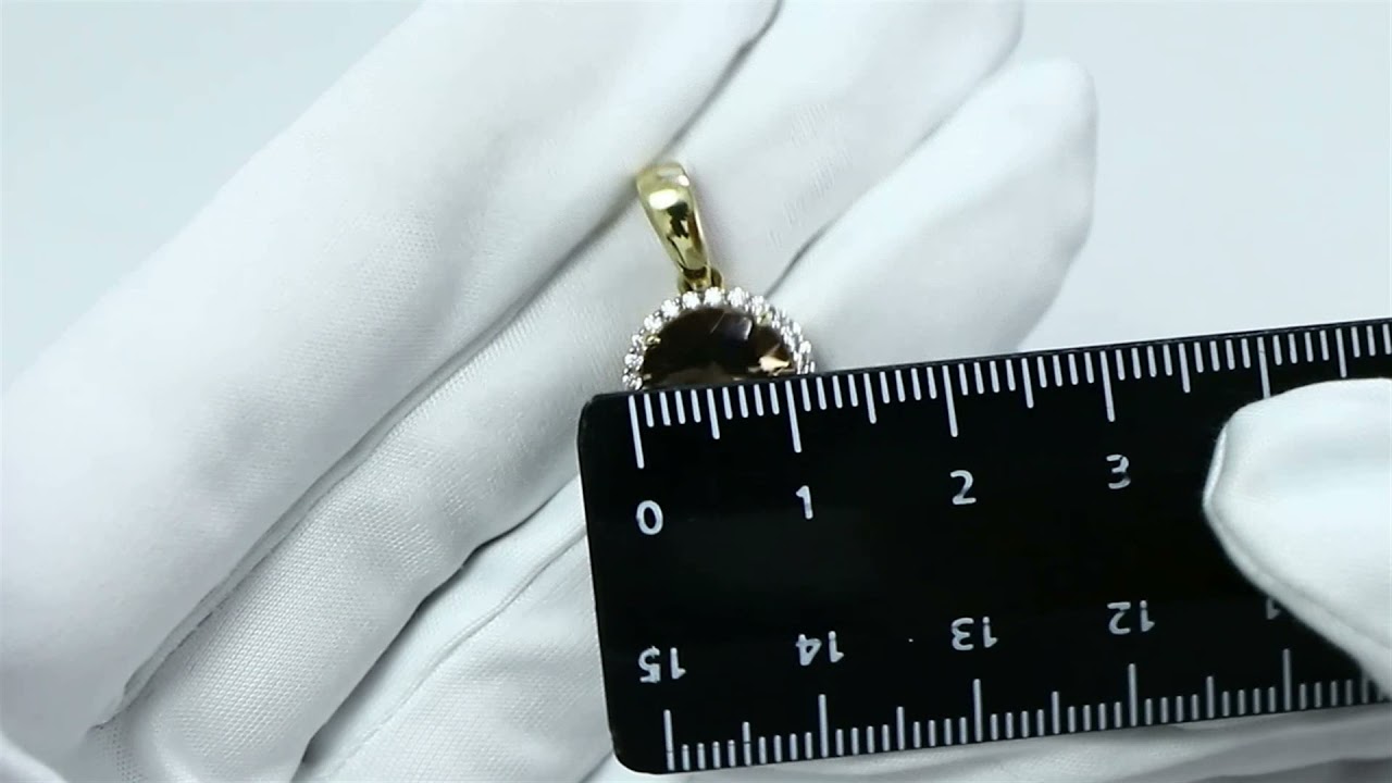 Подвеска из лимонного золота Александра с фианитом и раухтопазом п1018-4сл