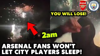 OMG 😱 NO WAY! Arsenal fans set fireworks off at 2am outside Man City hotel!