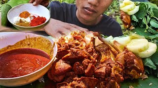 Chicken Curry Cucumber And Some Green Leaves /ASMR MUKBANG SHOW