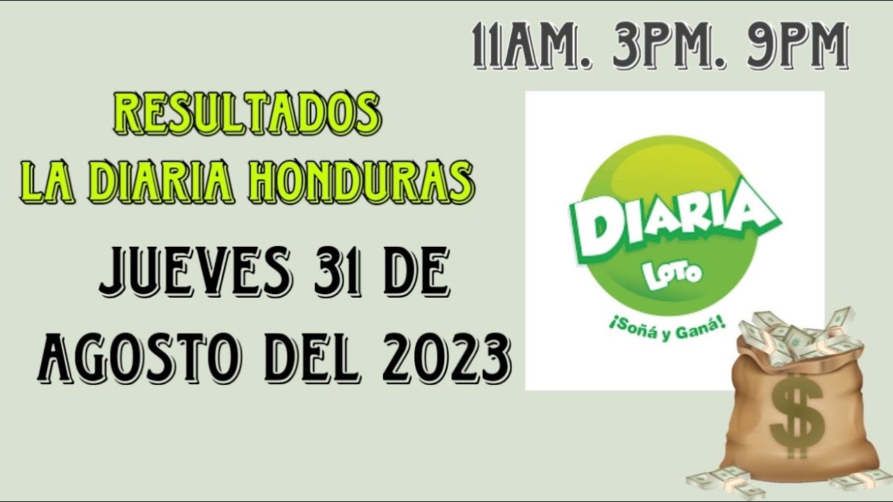 Resultados LA DIARIA HONDURAS del jueves 31 de agosto del 2023 YouTube