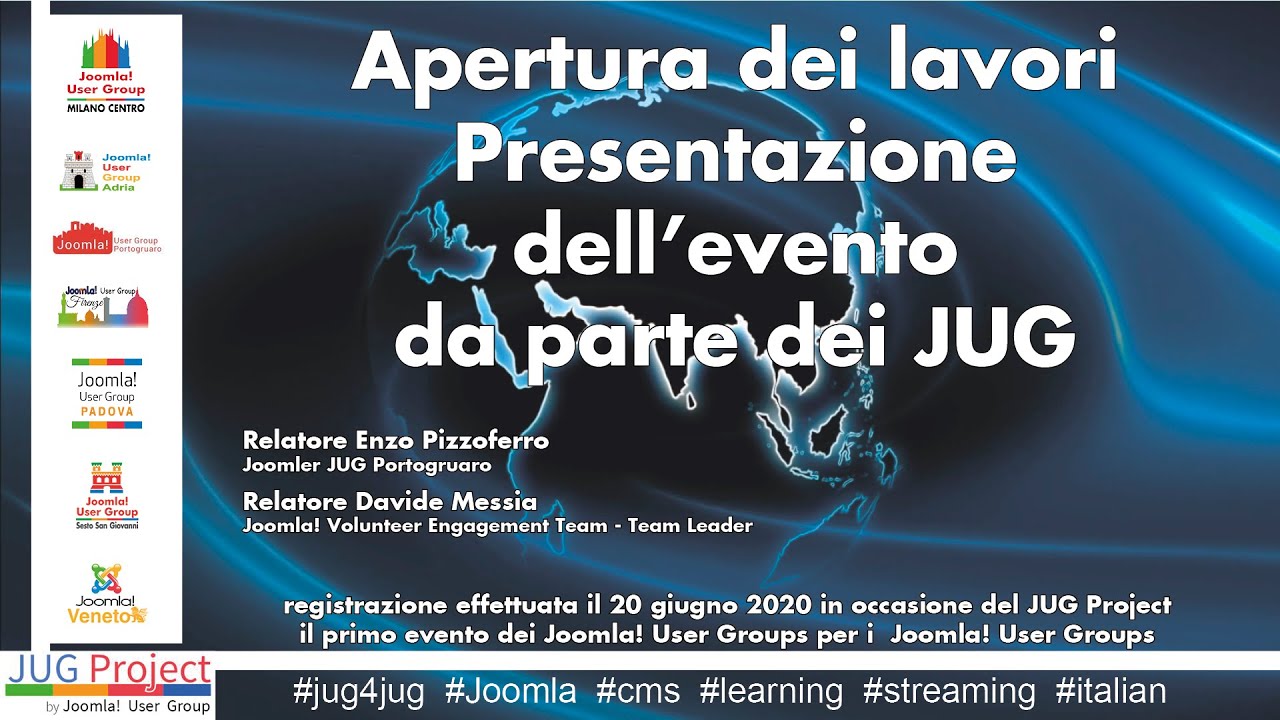 Apertura dei lavori: Presentazione dell'evento da parte dei JUG