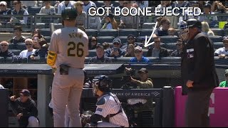 Aaron Boone gets ejected for doing ABSOLUTELY nothing!!! vs. Athletics