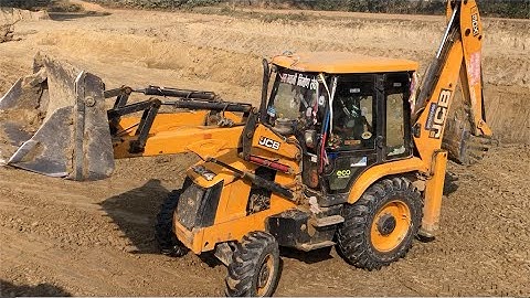 JCB Backhoe Loader Working Village Area - JCB Cutting Soil & Loading