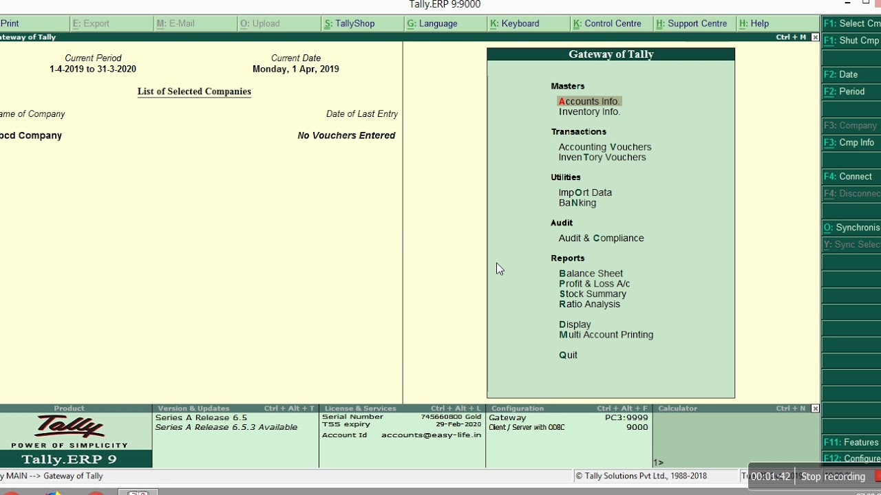 How to set Password to a Company in Tally ERP9 - YouTube