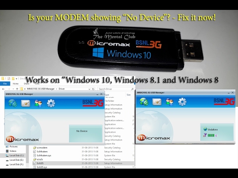 Is your Micromax MMX310G USB Modem Showing "No Device" on Windows 10/8.1/8? - Fix it now