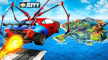 Jeffy laat SPIDERMAN-supercars over de HELE KAART van GTA 5 springen!