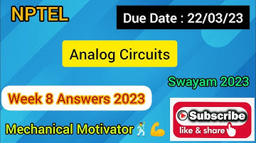 Analog Circuits | Week 8  Quiz | Assignment 8 Solution | NPTEL | SWAYAM 2023