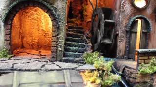 Presepe napoletano 40 x 50 con cascata e luci funzionanti Napoli San Gregorio