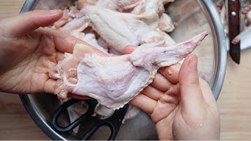Deboning Chicken Wings W/ Kitchen Shears: For Stuffed Chicken Wings