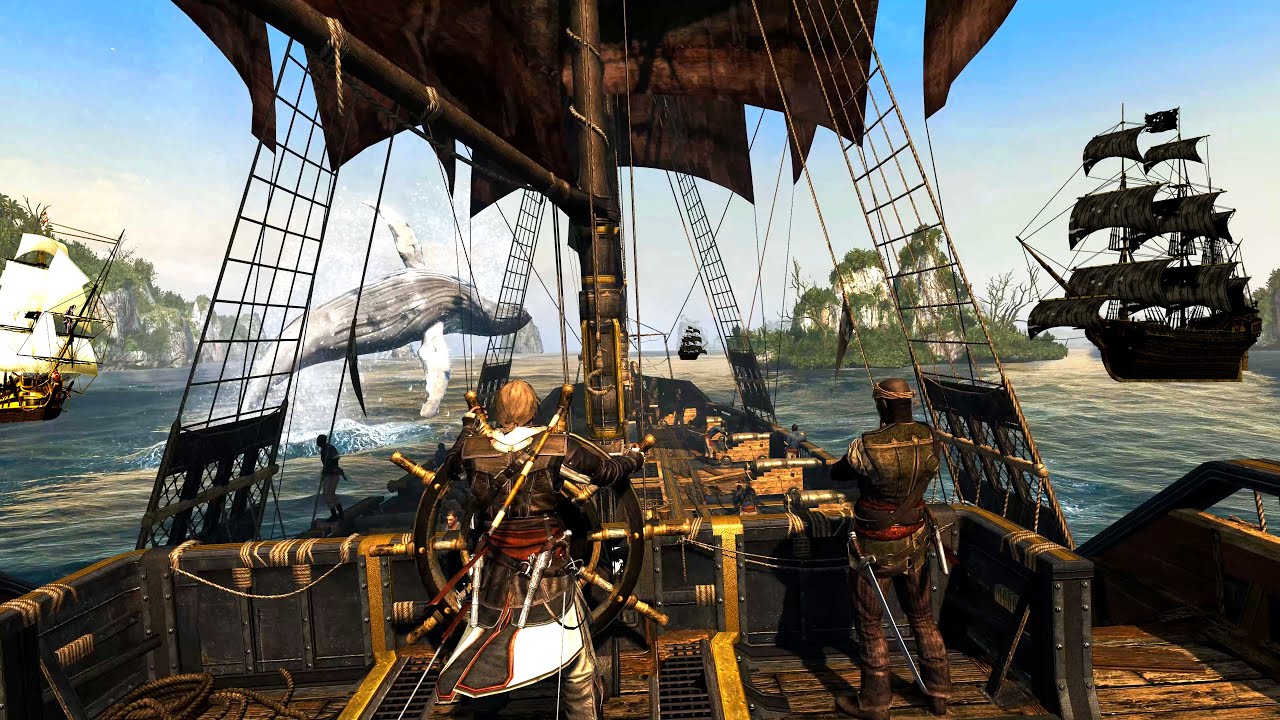 Assassin's Creed 4 Black Flag - Merciless Assassin Edward Kenway Brutal  Combat & Epic Naval Battle 