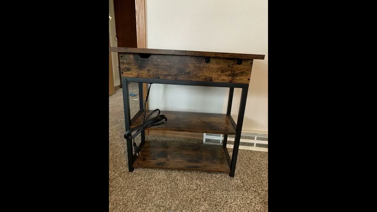 Rolanstar End Table with Charging Station, Narrow Flip Top End Side