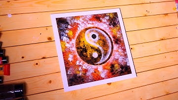 Creating Flaming Textured Yin Yang Abstract Painting In Acrylics | Art Demonstration