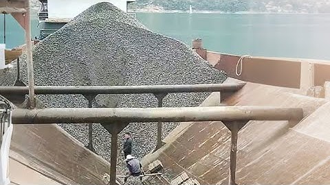 Barge Unloading 4510 Tons of Small Cobblestone - Part 3 - Relaxing Video - Vlog of Work on the Barge