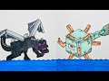 How ro draw Ender Dragon and Guardian Minecraft | 4K video